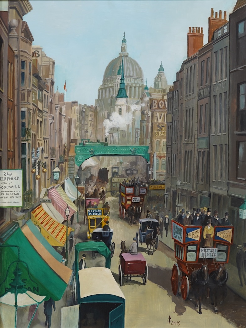 Ronald George Ferns, (1925-1997), 'A view along Fleet Street c.1900'